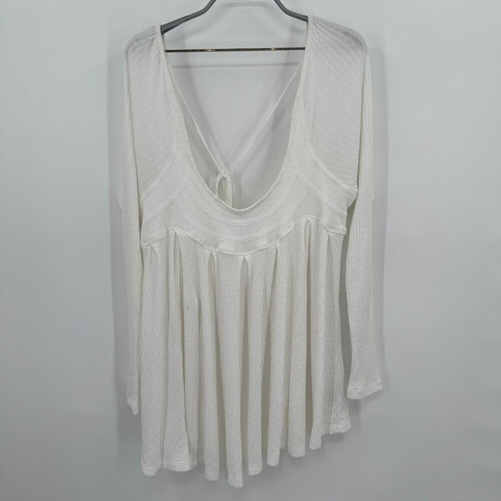 Free People It's Always You Tie Back Cotton Swing Top in Ivory sz S NWT